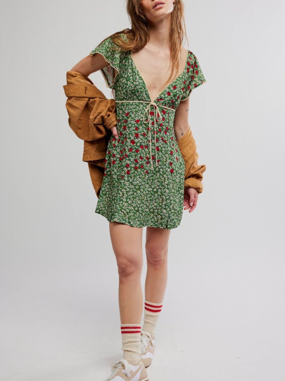 🆕 FREE PEOPLE Backroads Mini Dress / Forest Combo